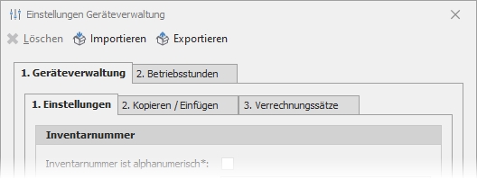 Einstellungen "Geräteverwaltung" mit Werkzeugen Einstellungen "Geräteverwaltung" mit Werkzeugen