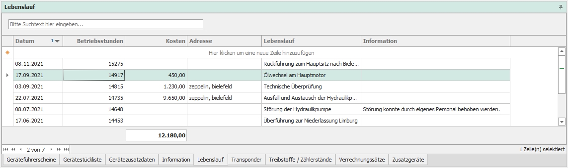 Dockingfenster "Lebenslauf"