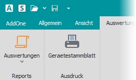 Multifunktionsleiste mit Reiter "Auswertungen"