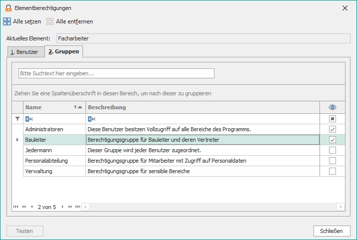 Dialog "Elementberechtigungen"