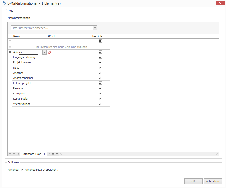 Abb. 40 - E-Mail-Informationen Abb. 40 - E-Mail-Informationen