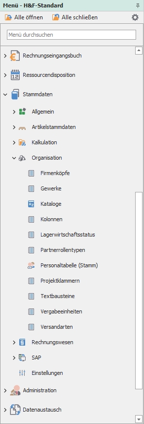 Hauptfenster "Stammdaten" Hauptfenster "Stammdaten"