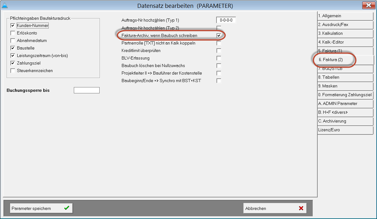 Abb. 44 - Einstellung Baubuchimport Abb. 44 - Einstellung Baubuchimport