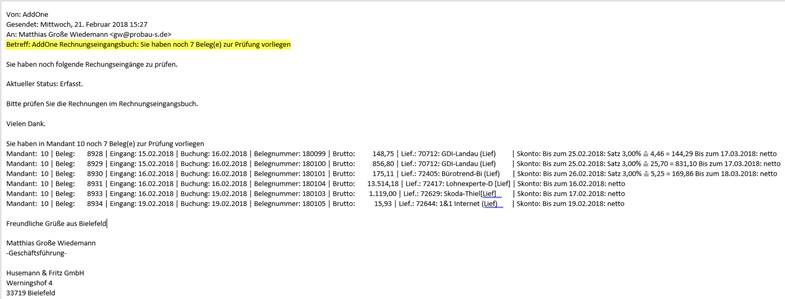Abb. 24 - Rechnungseingangsbuch-Prüfer-E-Mail-Benachrichtigung
