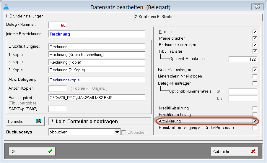 Abb. 47 - KL-Faktura Belegart