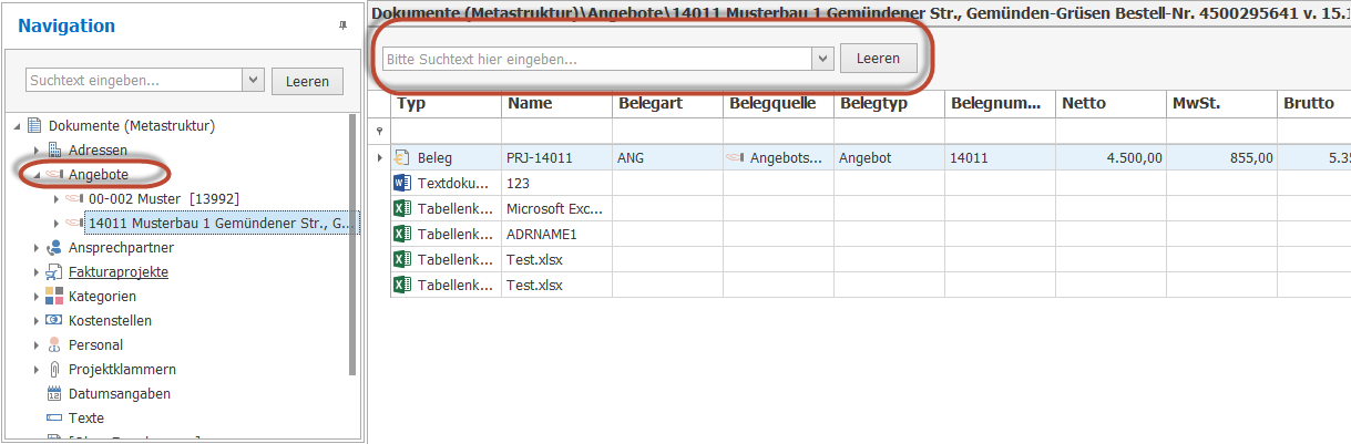 Abb. 35 - Suche im Grid