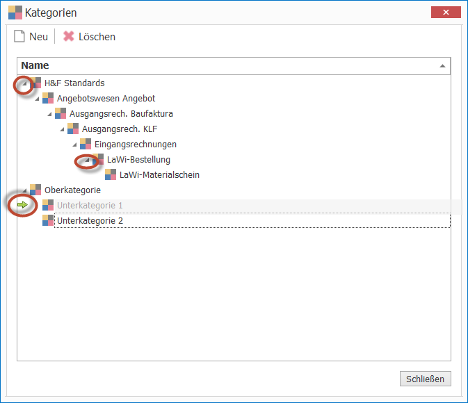 Abb. 30 - Kategorien grüner Pfeil Abb. 30 - Kategorien grüner Pfeil