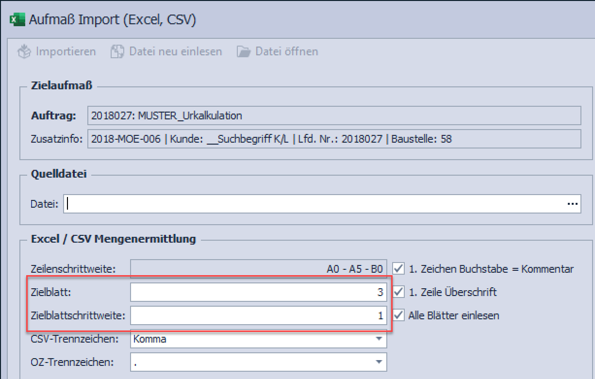 Aufmaß_Excelimport