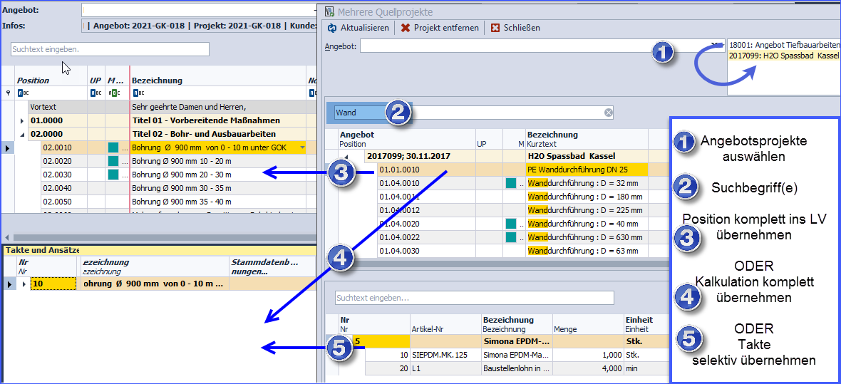 Mehrere Quellprojekte