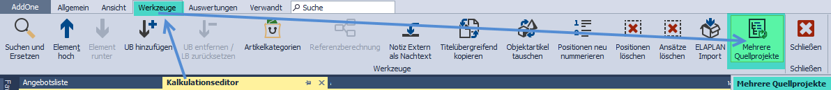 KalkEdit Werkzeug mehrere QP 1