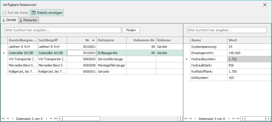 Erweiterte Anzeige "Verfügbare Ressourcen"