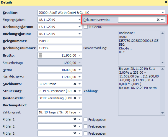Abb. 39 - Rechnungseingangsbuch-Manuelles Zuordnen eines Dokuments
