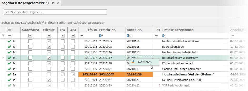 Kontextmenü "Aktivieren"