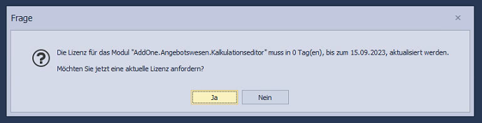 Frage nach einer Lizenzverlängerung Frage nach einer Lizenzverlängerung