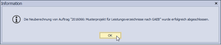 Aufmaß-Neuberechnung-Meldung