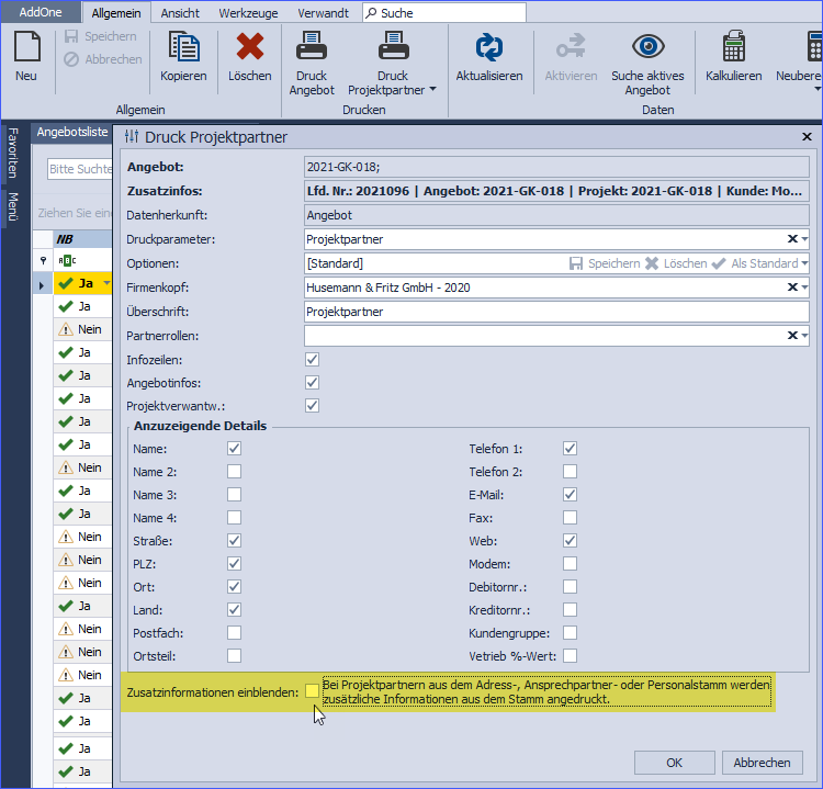 Ausdruck Projektpartner