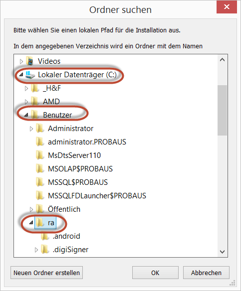 Abb. 24 - Pfadauswahl zur Installation Abb. 24 - Pfadauswahl zur Installation
