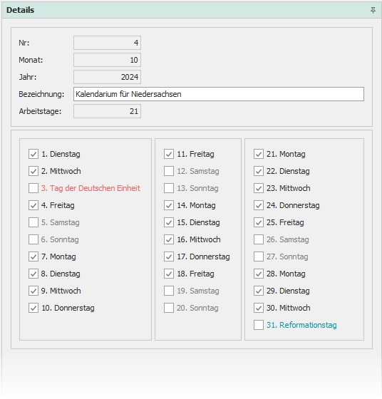 Detail "Kalendarien" Detail "Kalendarien"