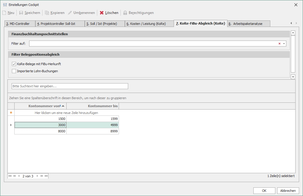 Einstellungen "KoRe-FiBu-Abgleich"