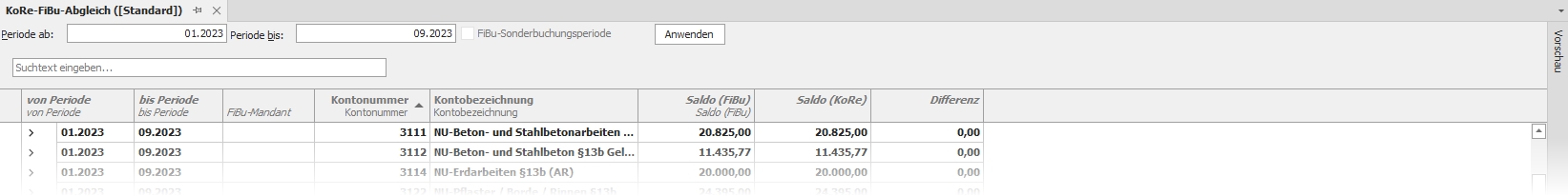 Periodeneingabe"KoRe-FiBu-Abgleich"