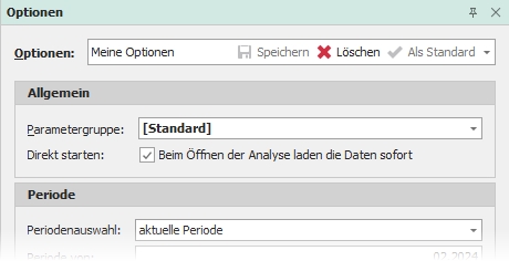 Dockingfenster "Optionen"