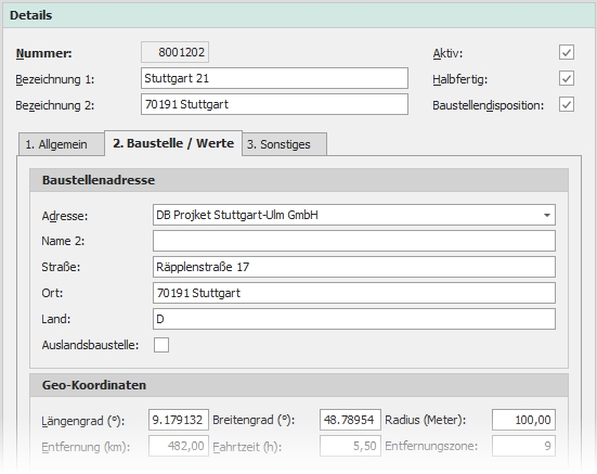 Gruppe "Baustellenadresse"