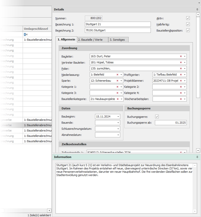 Dockingfenster "Information" Dockingfenster "Information"