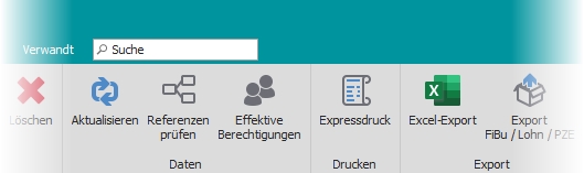 Multifunktionsleiste "Allgemein" mit Referenzen