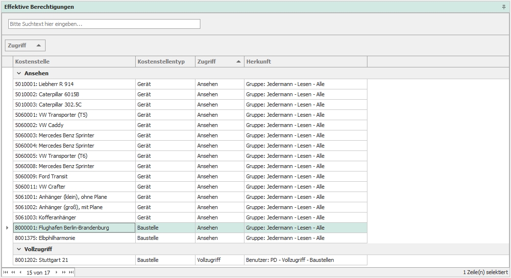 Dockingfenster "Effektive Berechtigungen"