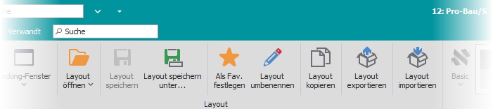 Multifunktionsleiste "Ansicht" mit Gruppe "Layout" Multifunktionsleiste "Ansicht" mit Gruppe "Layout"
