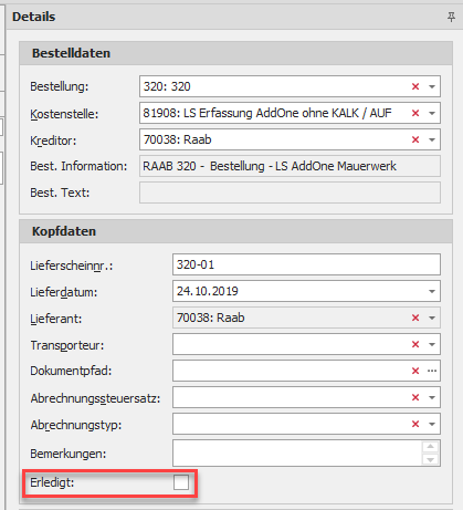 Neues Feld "Erledigt"