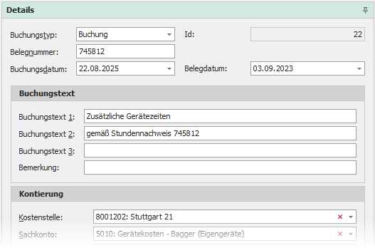 Gruppe "Buchungstext"