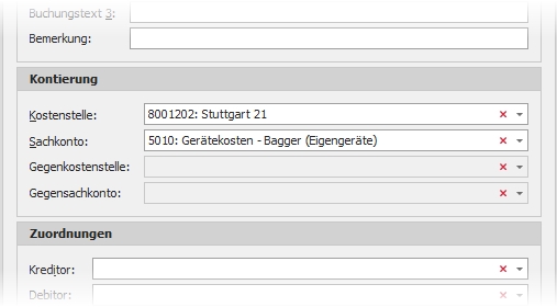 Gruppe "Kontierung" Gruppe "Kontierung"