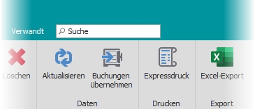 Multifunktionsleiste "Allgemein" mit Schalter "Buchungsübernahme"
