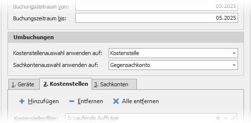 Optionen mit Gruppe "Umbuchungen" Optionen mit Gruppe "Umbuchungen"