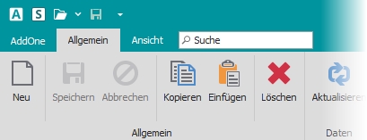 Multifunktionsleiste "Allgemein" mit Gruppe "Allgemein"