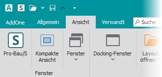 Multifunktionsleiste "Ansicht" mit Gruppe "Fenster" Multifunktionsleiste "Ansicht" mit Gruppe "Fenster"