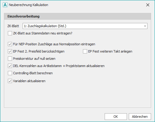Dialog "Neuberechnung"