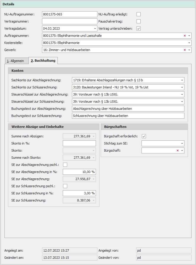 Detail "Buchhaltung"