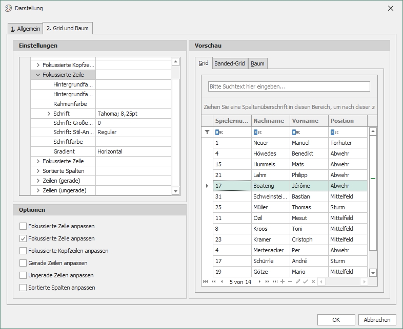 Dialog "Darstellung"