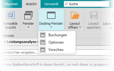 Schalter "Dockingfenster" Schalter "Dockingfenster"