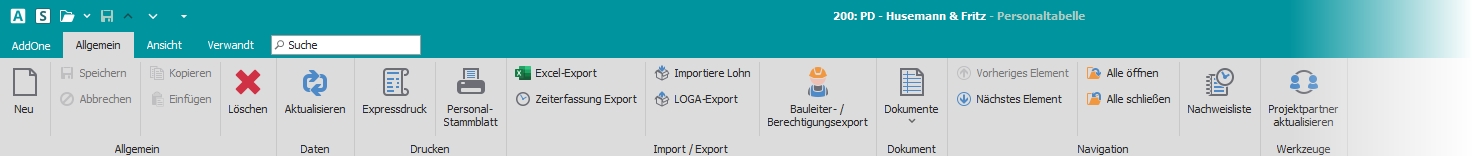 Multifunktionsleiste "Allgemein"