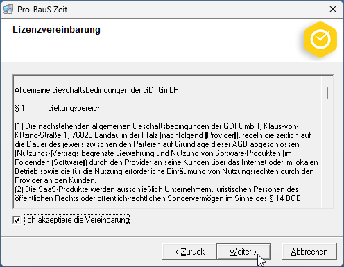Personalzeiterfassung_Update_Installation_Lizenzvereinbarung