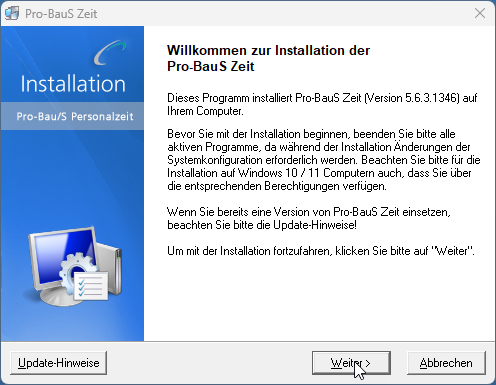 Personalzeiterfassung_Update_Installation_Willkommen