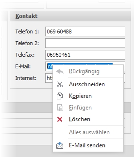 Kontextmenü "E-Mail senden"