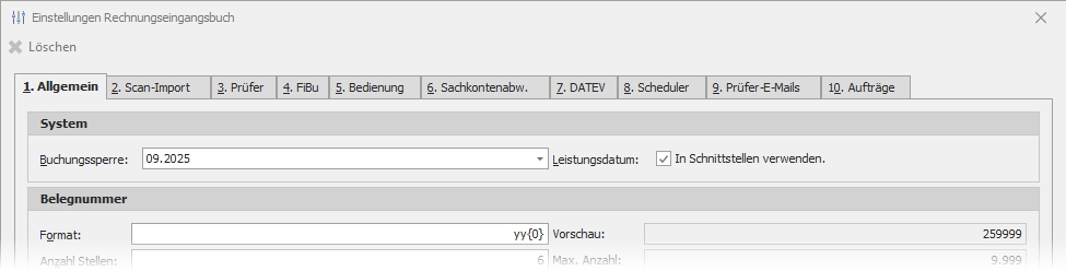 Einstellungen mit Gruppe "System"