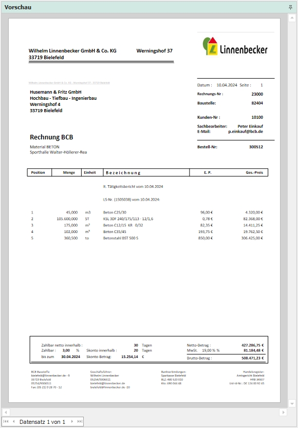 Dockingfenster "Vorschau"