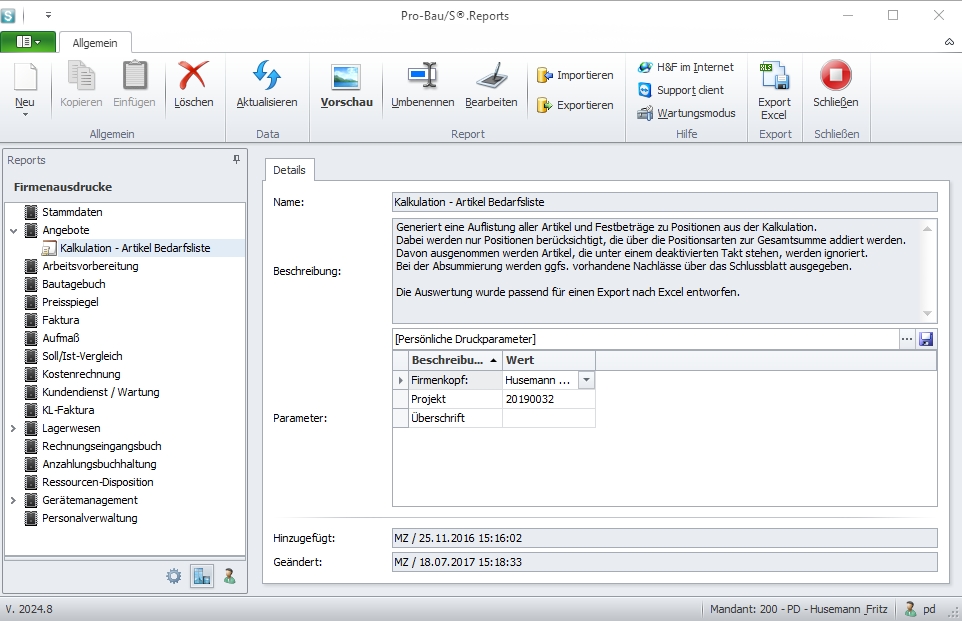 Hauptfenster - "Reportdesigner V1"