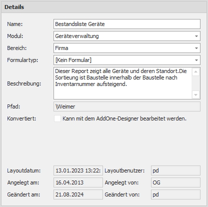 Detail "Reports" Detail "Reports"