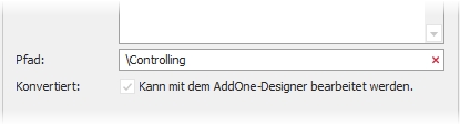 Detail "Reports" mit Feld "Pfad" Detail "Reports" mit Feld "Pfad"